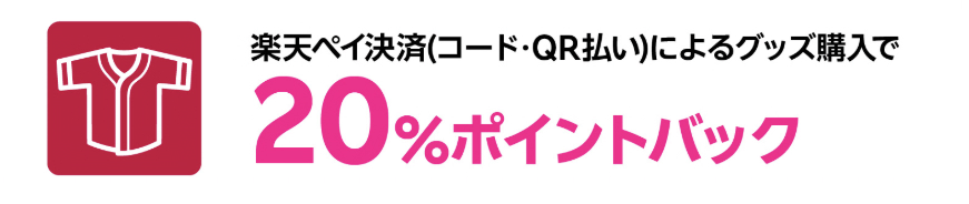 楽天ペイ決済によるグッズ購入で20%ポイントバック