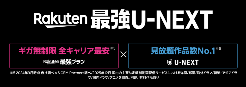 Rakuten最強U-NEXT　ギガ使い放題＋U-NEXT見放題
