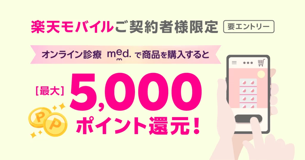 【med.×楽天モバイル】エントリー＋商品購入でポイント進呈キャンペーン